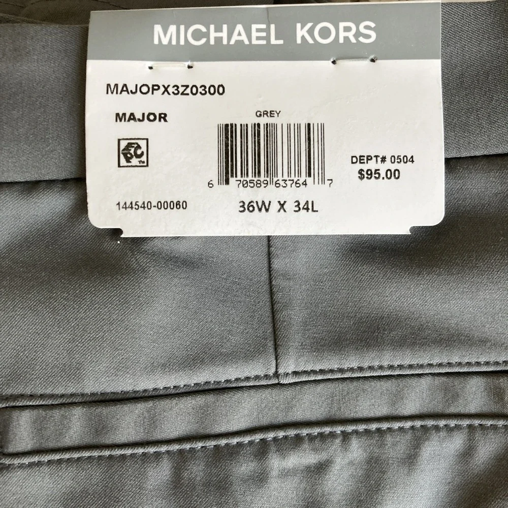 Michael Kors Men's Classic-Fit Cotton-Blend Dress Pants Grey Size 36W 34L
